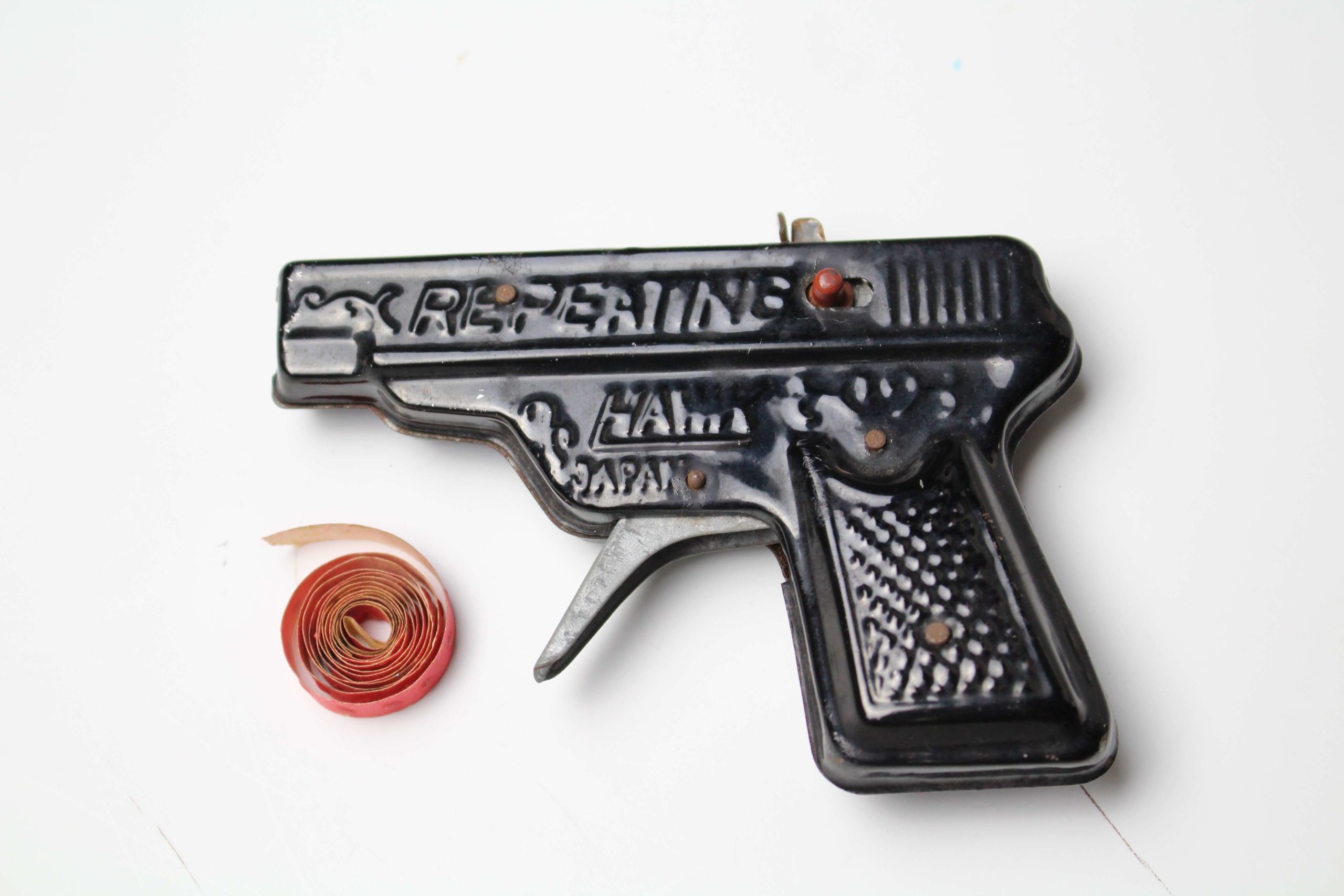 玩具 おもちゃ ミニ ピストル 火薬銃 5個セット 昭和 時代 鉄 古鉄 